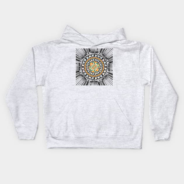 High contrast mandala Kids Hoodie by Gaspar Avila